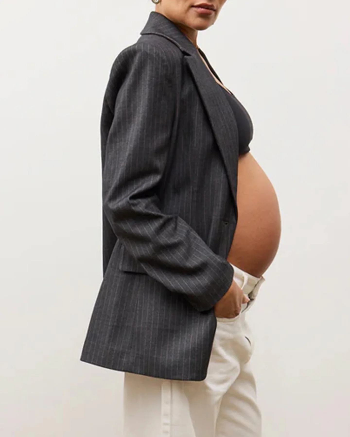 Maxim Open Back Blazer - Grey Pinstripe - Image 5
