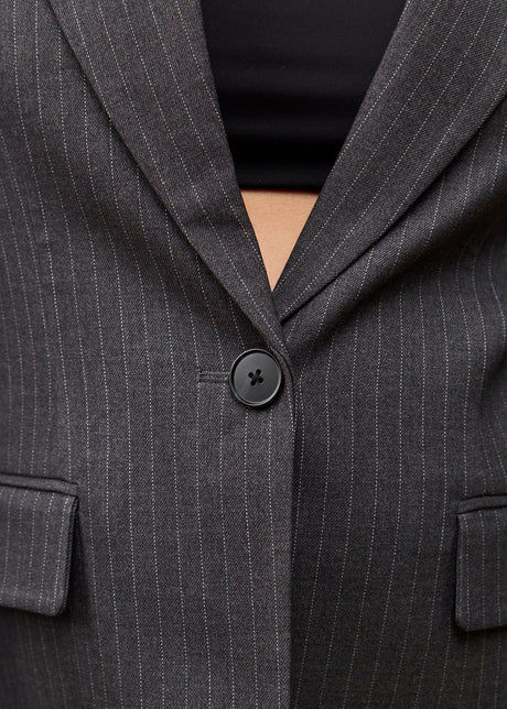 Maxim Open Back Blazer - Grey Pinstripe - Image 9