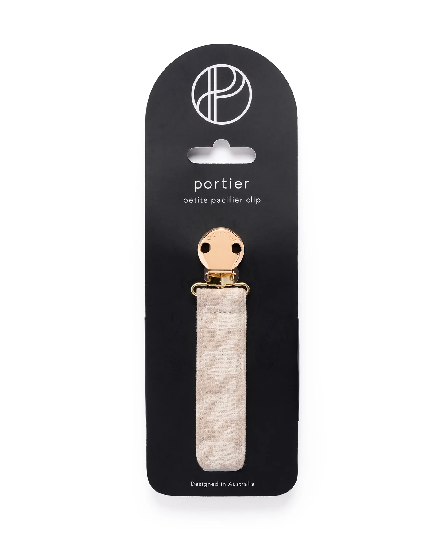 Petite Pacifier Clip - Neutral Houndstooth - Image 2